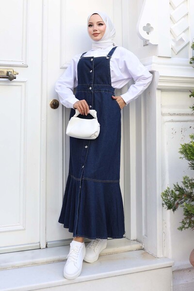 benguen Τζιν φόρεμα Salopet Navy Blue 563