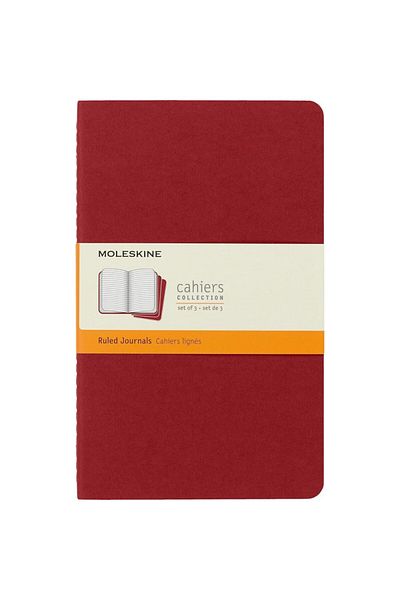 Moleskine Σετ σημειωματάριων ριγέ Cahier με 3 μεγέθη L Blueberry Red