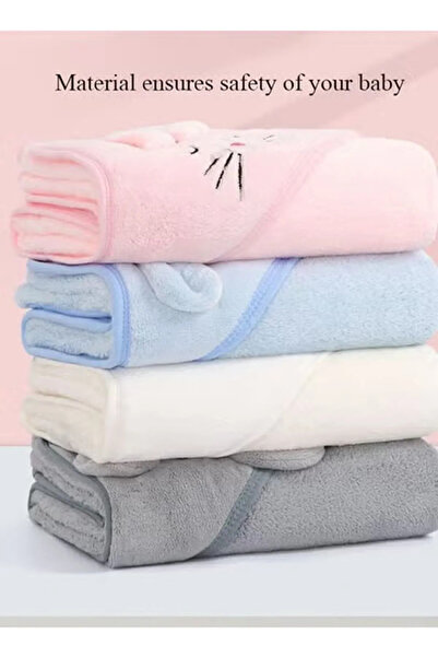 Generic 0.8m White Open-eyed Bear Children's Towel Cloak Quick-drying Coral Velvet Robe Cartoon Cape