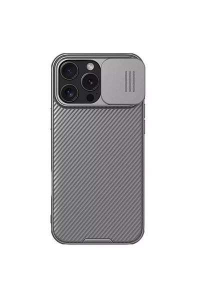REDz Accessories Husă Nilkin CamShield Pro, protecție glisantă, pentru iPhone 16 Pro, colțuri cu pernă de aer, argintie