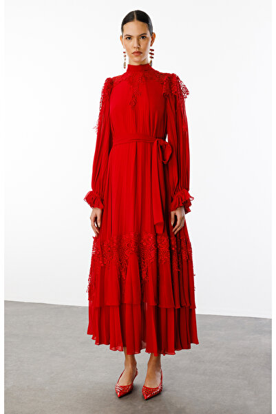 Nefeli Şerit Dantelli Maxi Boy Soley Elbise