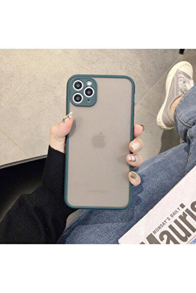 REDz Accessories Carcasă cu margini colorate, compatibilă cu iPhone 12 Mini, butoane colorate, semitransparentă, verde închis