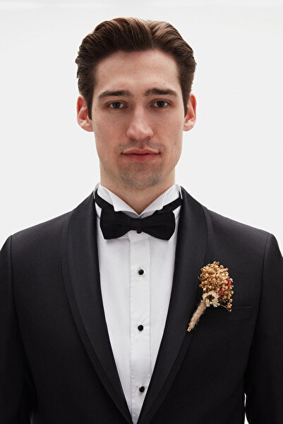 Twn Slim Fit Black Dobby Tuxedo Suit