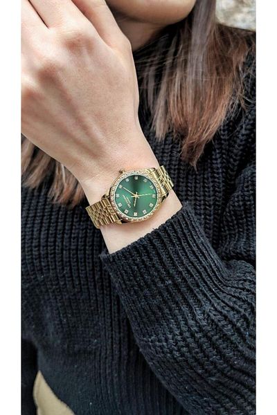 Lee Cooper Lc07818 ساعة يد نسائية مقاومة للماء بتصميم حجري 3 ATM