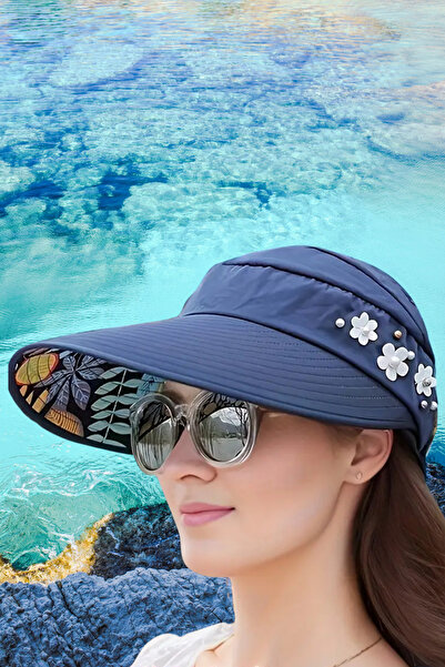 Trade Bazaar Pălărie de plajă din poliester cu protecție UV – Design reglabil, ușor și respirabil