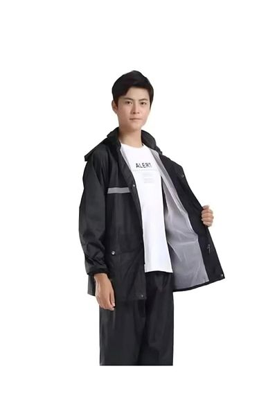 Generic Duniso Rain Suit Jacket & Trouser Suit Raincoat Hooded Rain Poncho Lightweight Emergency Jacket