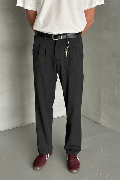 HYMAN Men's Pleated Baggy Pattern Fabric Trousers