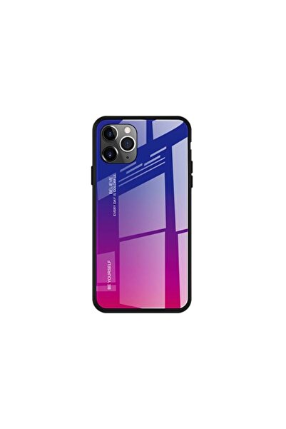 REDz Accessories Carcasă compatibilă cu iPhone 11 Pro, spate din sticlă + silicon, gradient, violet