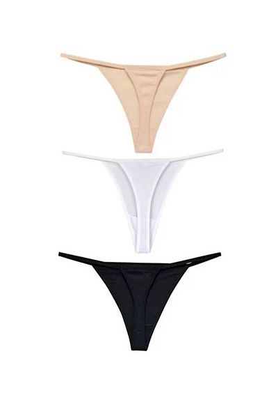 GECKO COLLECTION String Thong Women's Drawstring Rope Elastic 3 Pieces