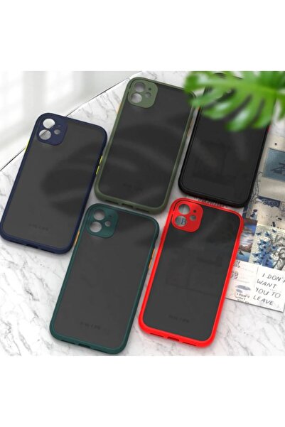 REDz Accessories Carcasă cu margini colorate, compatibilă cu iPhone 12 Pro, butoane colorate, semitransparentă, roșie