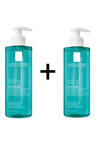 La Roche Posay Effaclar Micro-Peeling Purifying Gel Cleanser 400ml x2 | Oily & Acne-Prone Skin