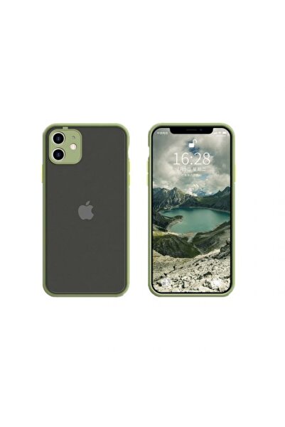 REDz Accessories Carcasă cu margini colorate, compatibilă cu iPhone 12 Mini, butoane colorate, semitransparentă, kaki