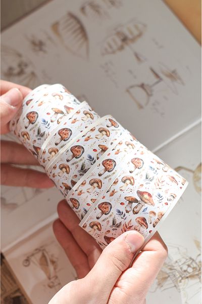 GÖKÇETasarım Mushroom Themed Washi Tape (5 cm X 2 m) / Washi Tape, Scrapbook, Journal