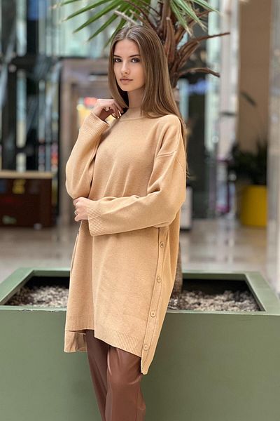 Ghisa High-Top Knotted Sides Knitwear Tunic