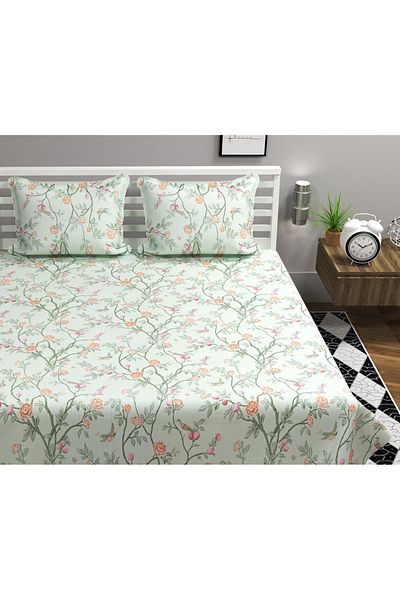BSB HOME Premium Glace King Bed Sheets with 2 King Pillowcases (Set of 3) | 275 x 275 cm, Light Green