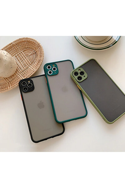 REDz Accessories Carcasă cu margini colorate, compatibilă cu iPhone 12 Mini, butoane colorate, semitransparentă, verde închis