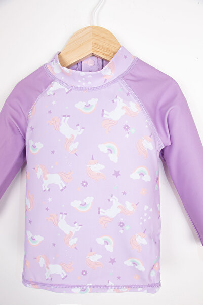 LOSAN Unicorn and Rainbow Pattern Sun Protection Quick Dry Sea & Pool Baby Girl Swimsuit