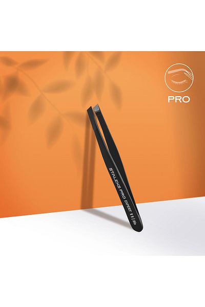STALEKS Expert 11 Type 3B Eyebrow Tweezers (Wide Trapezoidal Edges), Black
