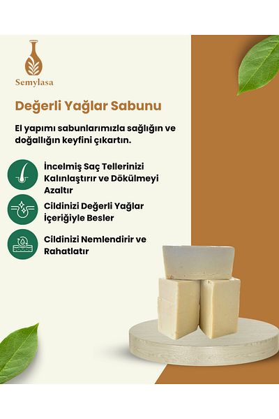 Semylasa Cold Method Handmade Precious Oils Hair and Skin Soap 330 Gr (3 Pcs)