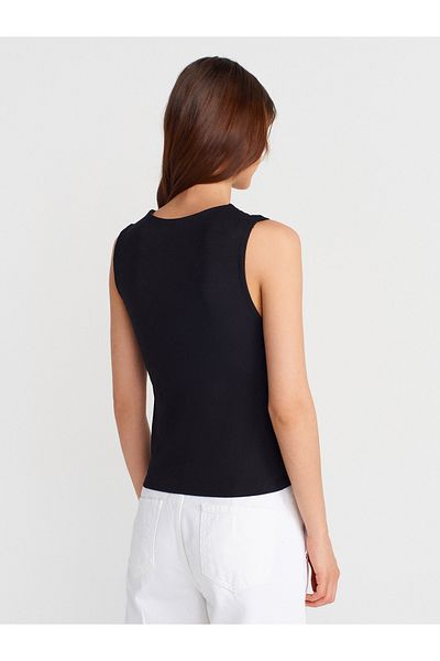Dilvin 21038 Asymmetrical Gathered Ball-Black