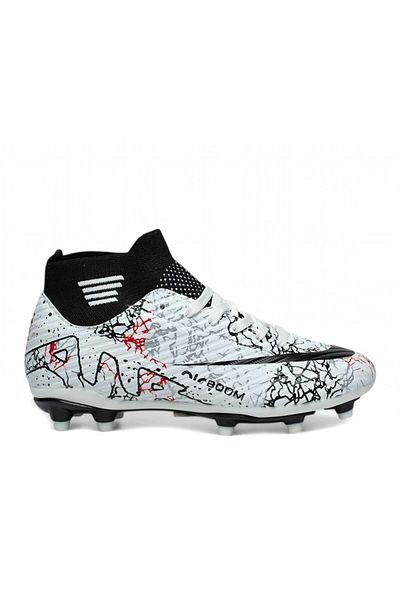 Twingo Lace-Up Crampon White-Black Colored Football Shoes