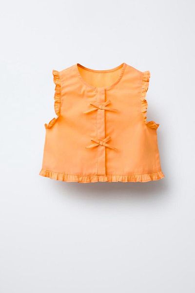 Monila Girl's Cotton Button Closure Bow Detailed Top and Balloon Skirt Set