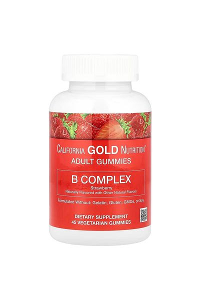 California Gold Nutrition B Complex Chewable Tablets,5D,Helping Support Overall Wellness&Healthy Energy Levels Strawberry Fla