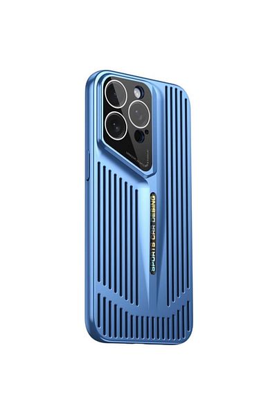 REDz Accessories Husă Thermo Guard, protecție cameră, compatibilă cu iPhone 15 Pro, grilă de disipare a căldurii, albastră