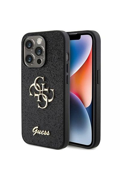 REDz Accessories Carcasă originală Guess pentru iPhone 15 Pro Max, Logo 4G, Negru
