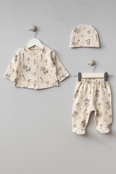 Bebitof Cute Zebra Patterned Cotton 3 Piece Baby Set