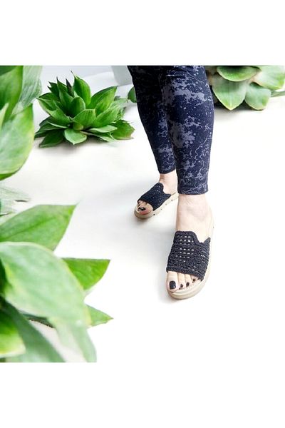 GokceKundura06 Women's Guipure Fabric Flexible Comfortable Fit Home and Outdoor Slippers
