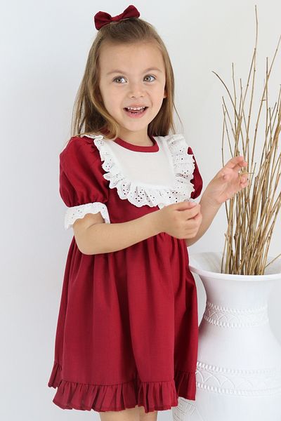Parla Kids Костюм бандана с къс ръкав и къс ръкав с дантелени детайли в цвят бордо