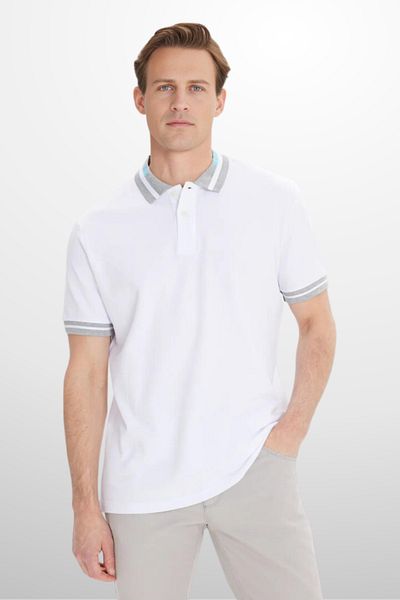 SELF CONTROL Ανδρικό μπλουζάκι Polo με λαιμόκοψη 100% βαμβακερό και λεπτή σε στενή εφαρμογή