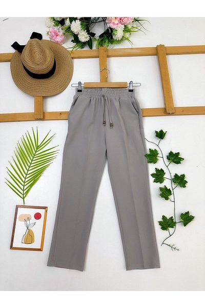 YEDİLALE Slim Fit Crepe Fabric Pants with Pocket and Elastic Waist [We Recommend 1 Size Larger]