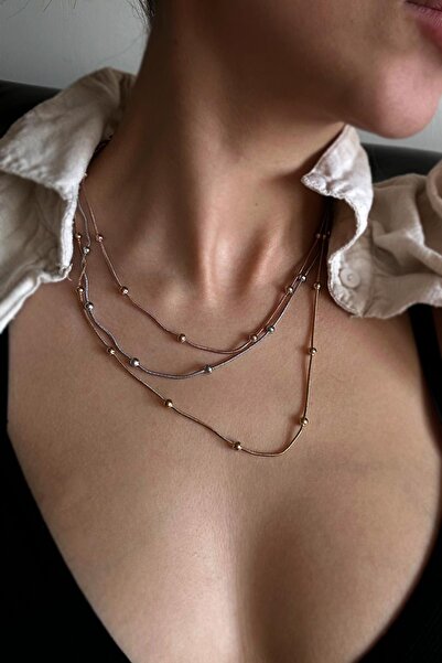 New Obsessions Stainless Steel 3 Rows Bulk Chain Necklace