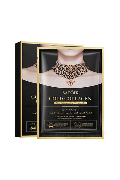 SADOER Thin Line Moisturizing Elastic Tender Gold Collagen Beauty Neck Mask - 5 Pcs Pack