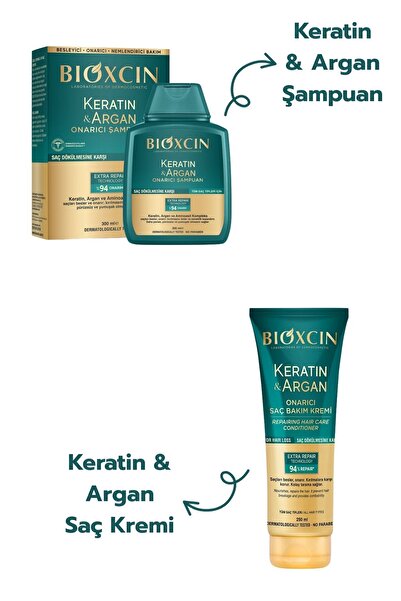 Bioxcin Keratin & Argan Onarıcı Şampuan + Saç Kremi