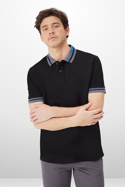 FEEL STYLE FS ανδρικό μπλουζάκι με λαιμόκοψη πόλο - Μαύρο, Slim Fit, 100% βαμβάκι, χωρίς μπούκλες