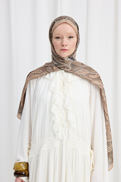 cs camellia scarf Şal moale cu model Vela - Bej