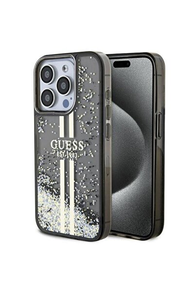 REDz Accessories Θήκη Guess για iPhone 15 Pro Max, Υγρό Γκλίτερ, Χρυσές Ρίγες...