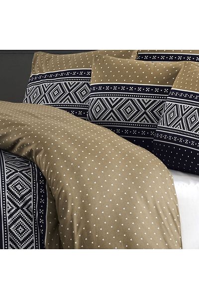Story home Textile Set de lenjerie de pat dublă Story Home 100% bumbac Ranforce 144TC 4 piese husă pilotă 200x220 cm Embla Sand