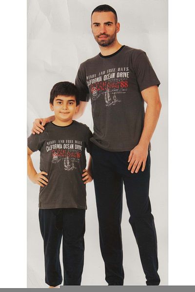 s.t. sebat tekstil Combed Cotton Fabric Long Pants, Short Sleeve T-Shirt Children's Pajama Set