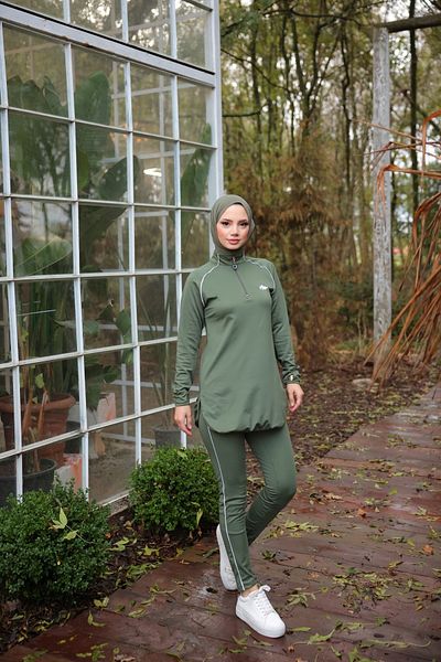 Wovi Moda Γυναικείο σετ φόρμας Jogger με φερμουάρ από ύφασμα κατάδυσης