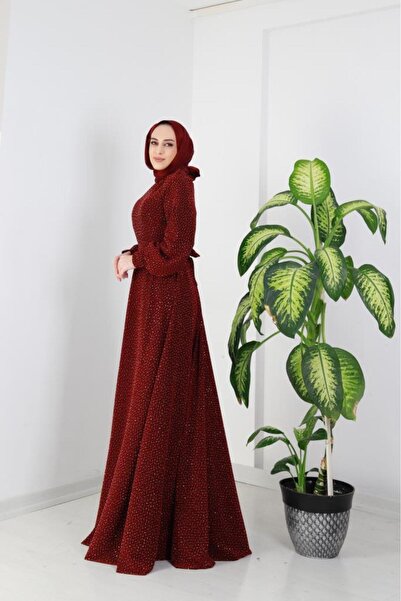 AbiyeSultan Kadın Tesettür Abiye - Almila Taşlı Abiye - Taşlı Abiye - Kloş Abiye