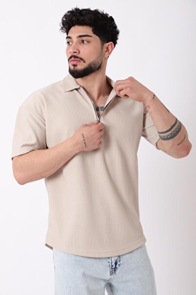 Stilkombin Μπλουζάκι με ριγέ γιακά με μισό φερμουάρ STU-2473_30464