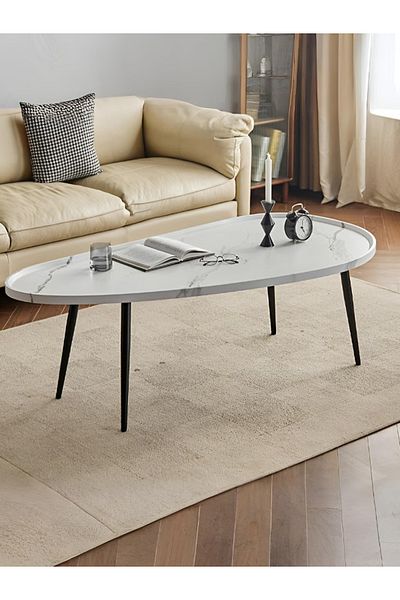 Taimi Modern Wooden Coffee Table Center Table for Living Room Bedroom Office Easy Assembly140x70x48 -White