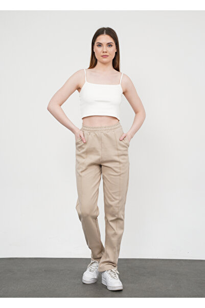 Ay Moda Collection بنطال رياضي نسائي بأرجل واسعة مع جيوب داخلية برباط وخياطة ...