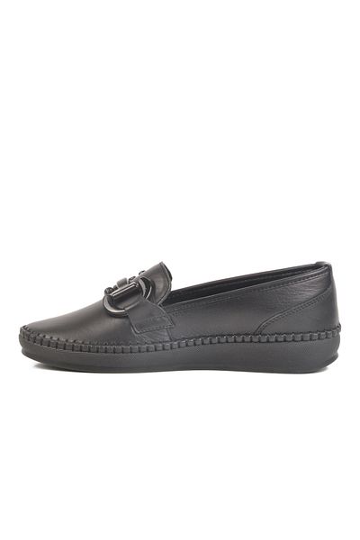 AYAKMOD Black Genuine Leather Anatomical Women's Casual Shoes F-2045 Z