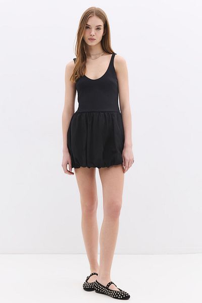 No Matter What Balloon Skirt Stretchy Cotton Mini Dress