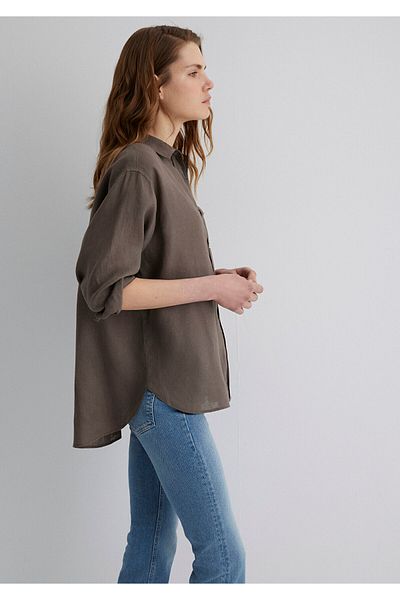 Mavi Purple Linen Shirt Loose Fit / Loose Relaxed Cut 1210747 -70133